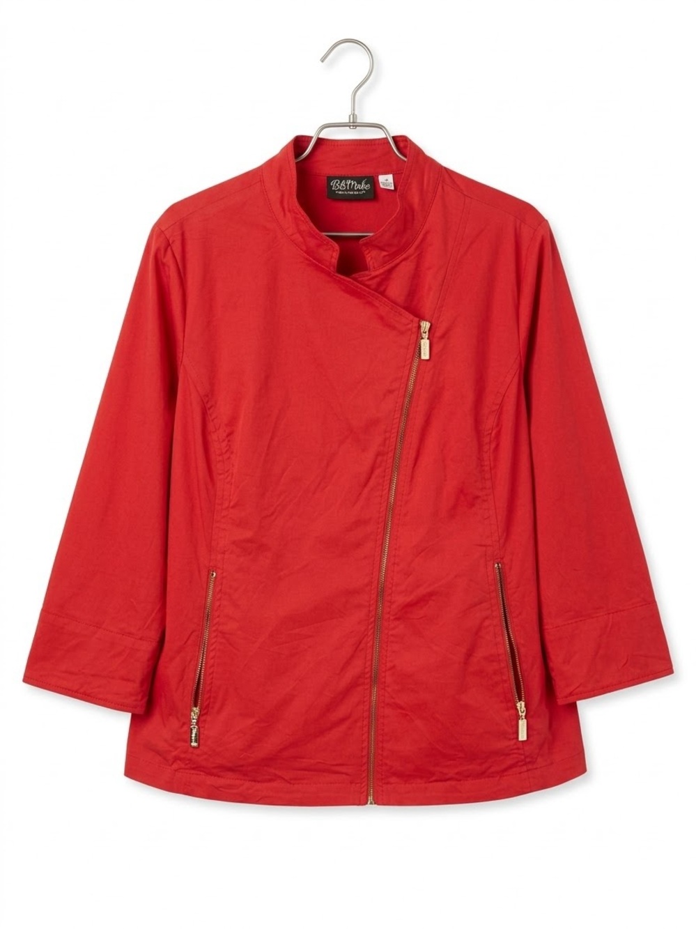 Bob Mackie Wearable Art Red Asymmetrical Moto Jacket 3X